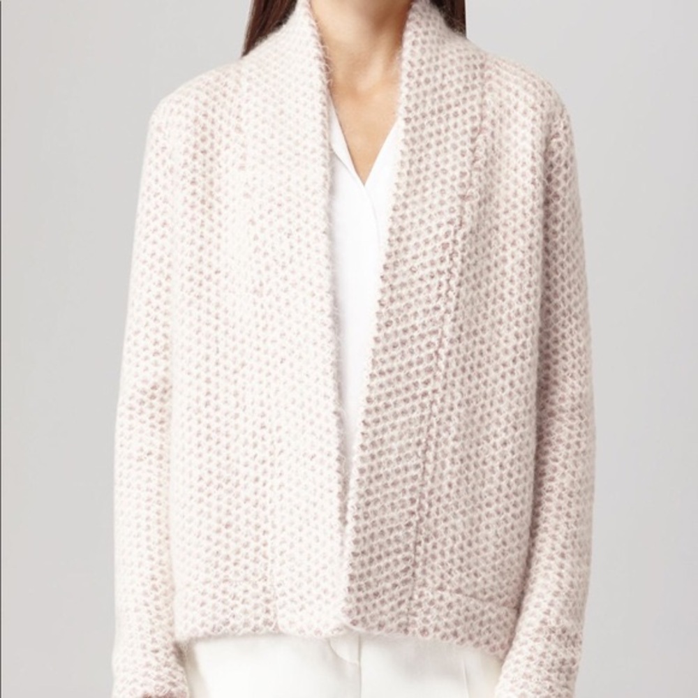 Reiss light pink and cream open front sweater
